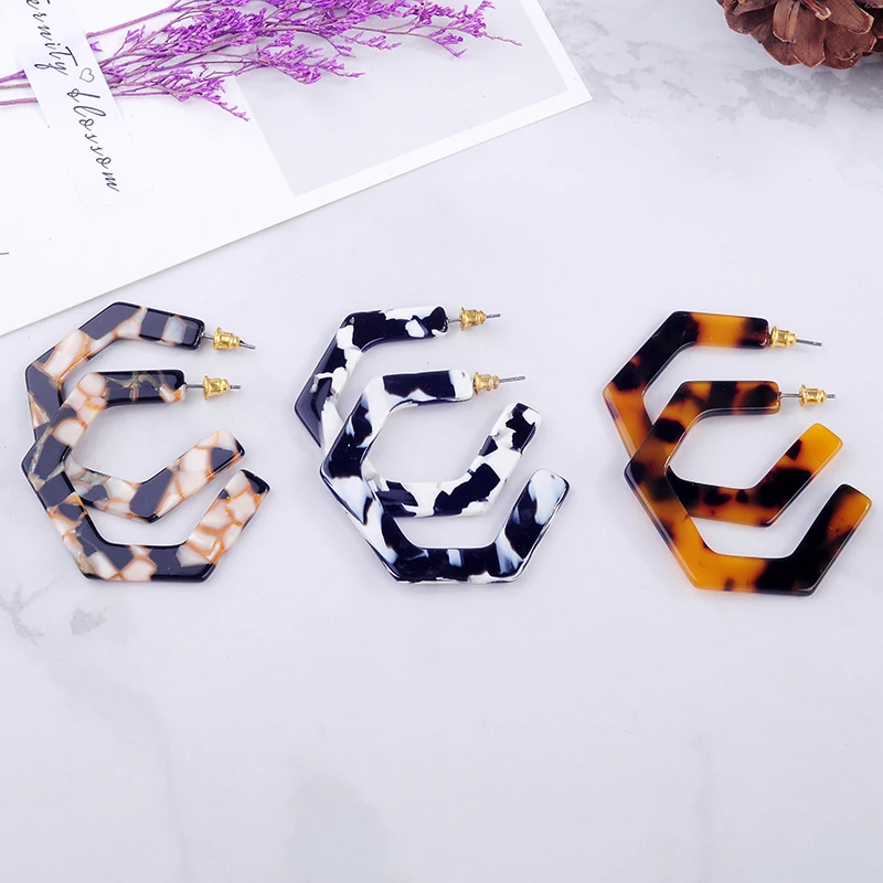 Женские массивные серьги с леопардовым принтом Необычные геометрические из