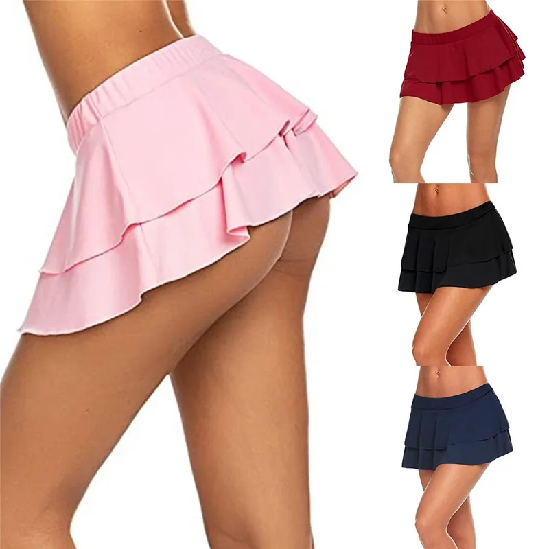 

Sexy Short Mini Skirt Culottes Women Micro Mini Skirt Dance Clubwear Metallic Pleated Skirt 3 Colors