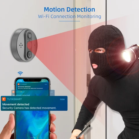 Умный дверной звонок Jeatone видеодомофон для дома  Tuya с Wi-Fi Video eye домофоны для квартиры и камерой 1080P/120 °, видеоглазок для двери, ЖК-экран 4,3 дюйма видеоглазок для двери , 24-часовой PIR-датчик движения