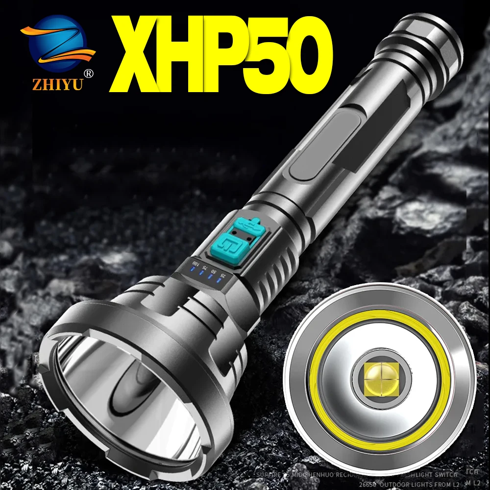 Светодиодный фонарик светодиодный hiyu XHP50 супер мощный тактический фонарь со