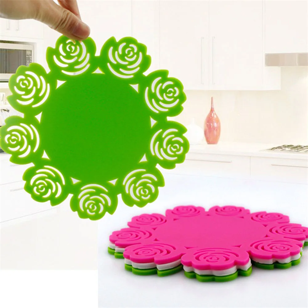 Силиконовая Роза бабочка вышитый цветок Кухня обеденный декорация стола