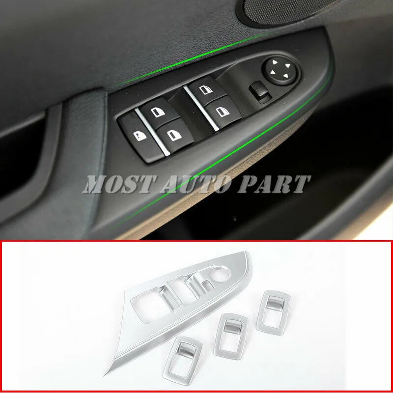 

Silver ABS Carbon Oak Wood Grain Inner Car Window Switch Button Frame Cover Trim For BMW X3 F25 2012-2017 X4 F26 2014-2017 LHD