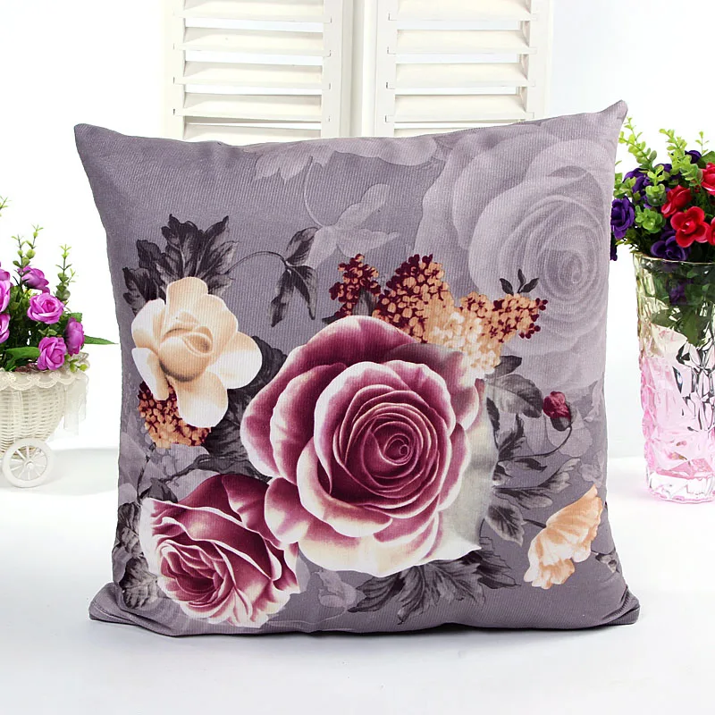 Наволочка в европейском стиле с принтом большой узор цветы пиона декоративное