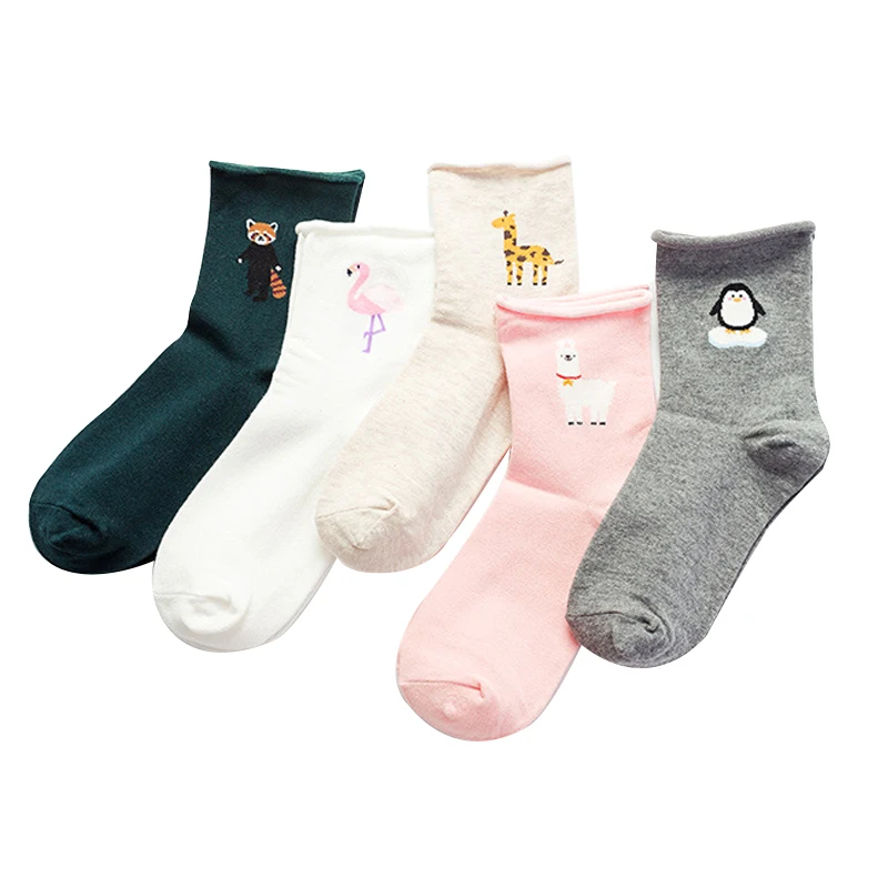 

Casual Flamingo Modis Harajuku Cartoon Funny Women Casual Socks Women Short Sock Animal Llama Lolita Happy Socks Female