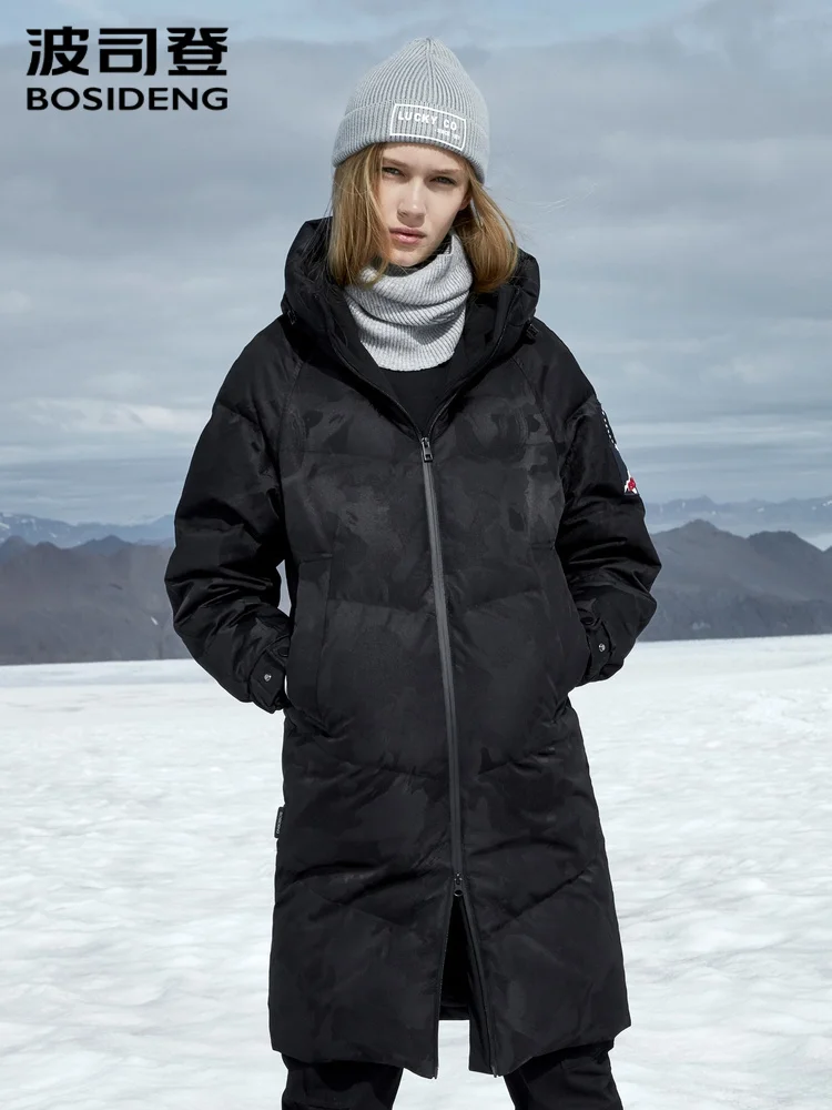 BOSIDENG Новая зимняя Женская куртка с капюшоном средней длины парка