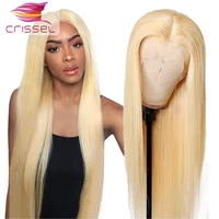 crissel blonde brazilian human hair straight 613 lace front wig middle part for black women 1361 t part lace wig pre plucked