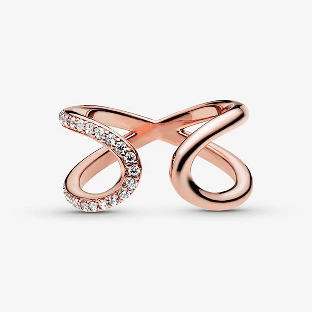 2020 Новое поступление 925 пробы серебро розовый завернутый открытые марки Infinity Ring
