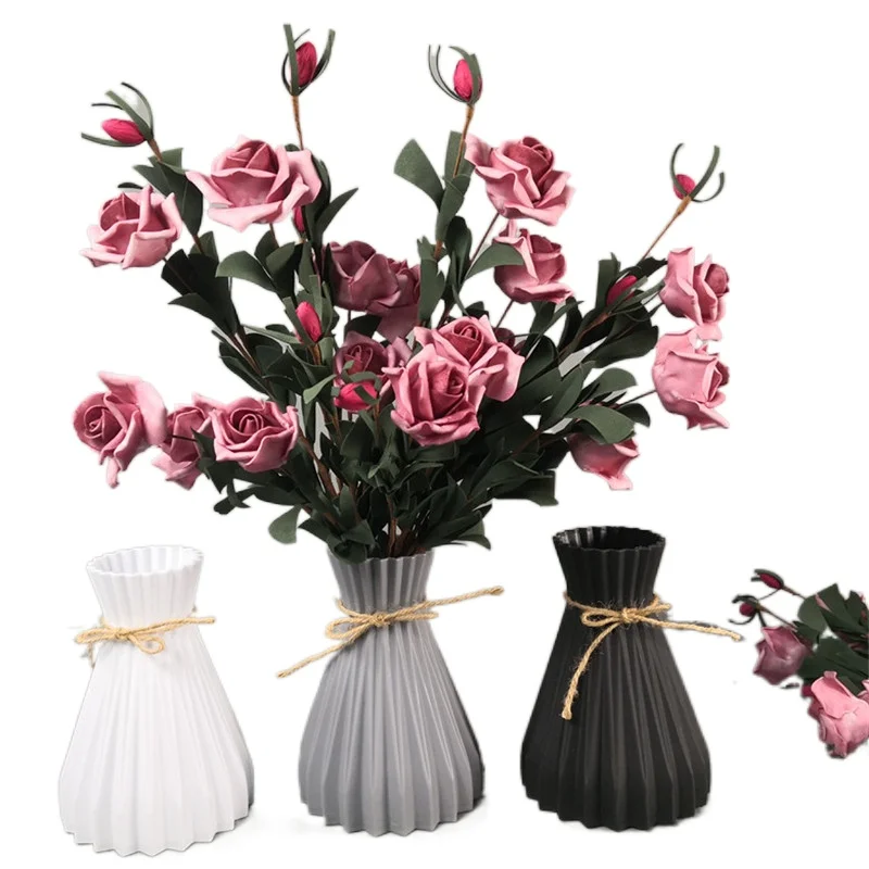 

Modern Plastic Vases European Anti-Ceramic Flower Vase Wedding Decorations Rattan-Like Unbreakable Simplicity Basket Arrangement