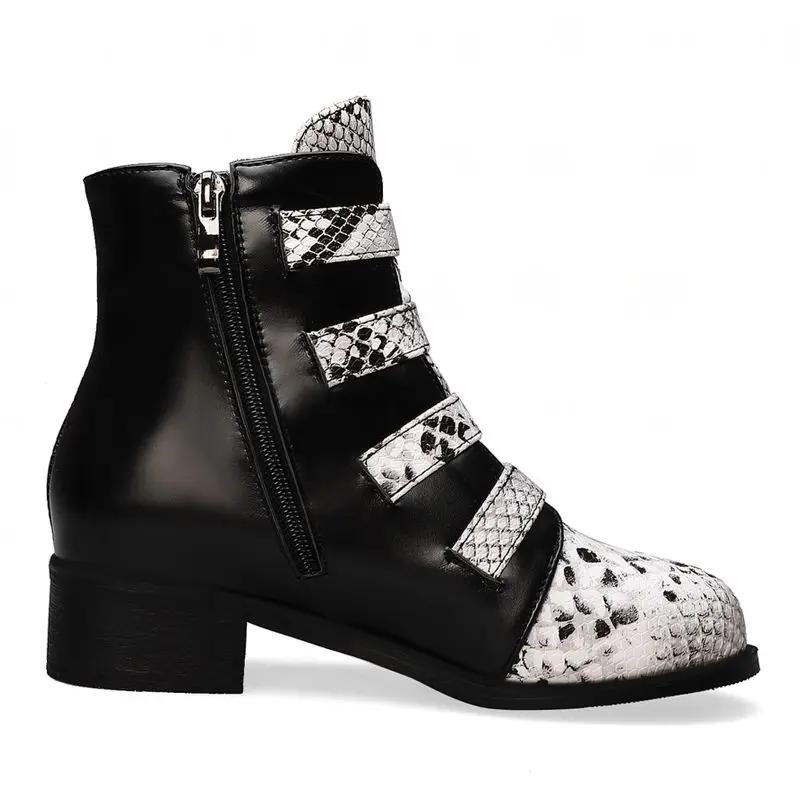 FITWEE Women Boots Snake Print Buckle Woman Shoes Winter Fashion Short Warm Mixed Color Botas Ladies Footwear Size 32-43 | Обувь