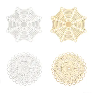 DoreenBeads модное железное Филигранное тиснение, разъемы Геометрическая паутина цветок золотосеребро цвет ювелирные изделия 32 мм x 32 мм, 10 шт.