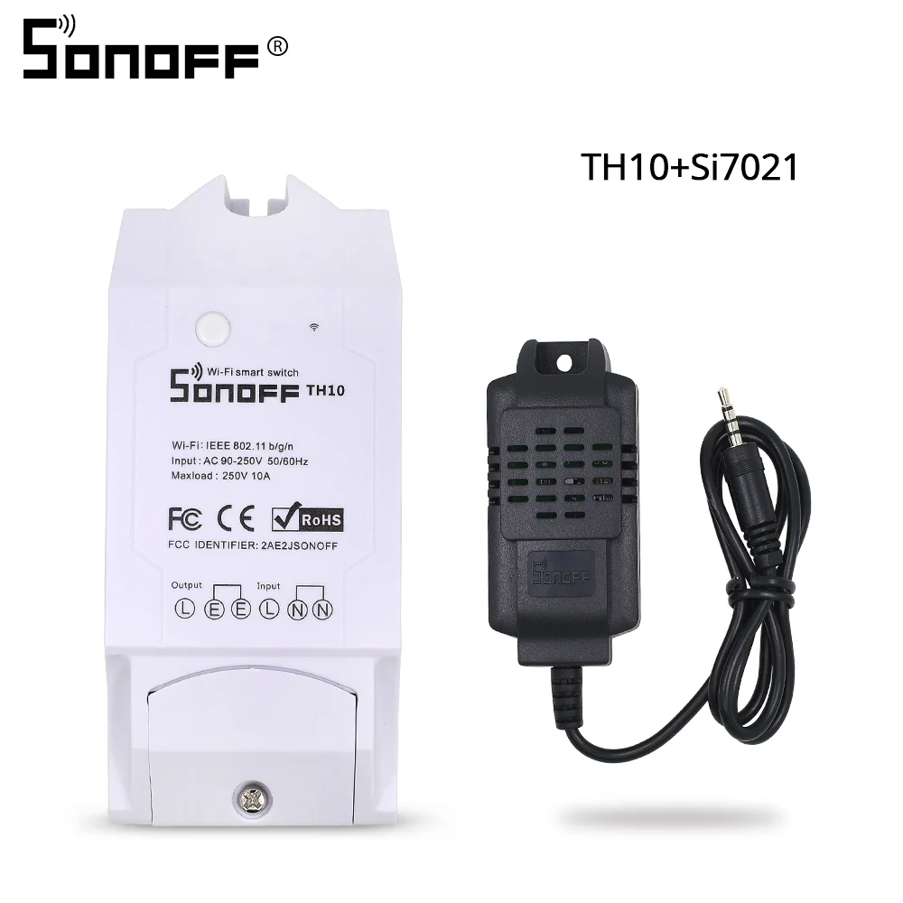 th10 with si7021 SONOFF TH10/TH16 DS18B20/SI7021/Al560 Температурный датчик влажности удлинитель Кабель для монитора Беспроводной Wi-Fi дистанционный переключатель освещения Alexa - Комплект: th10 with si7021