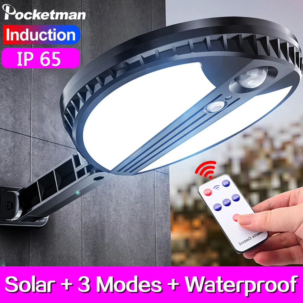 

100W LED street light IP65 waterproof outdoor solar lights ,for home garden fence solar round wall light with remote control