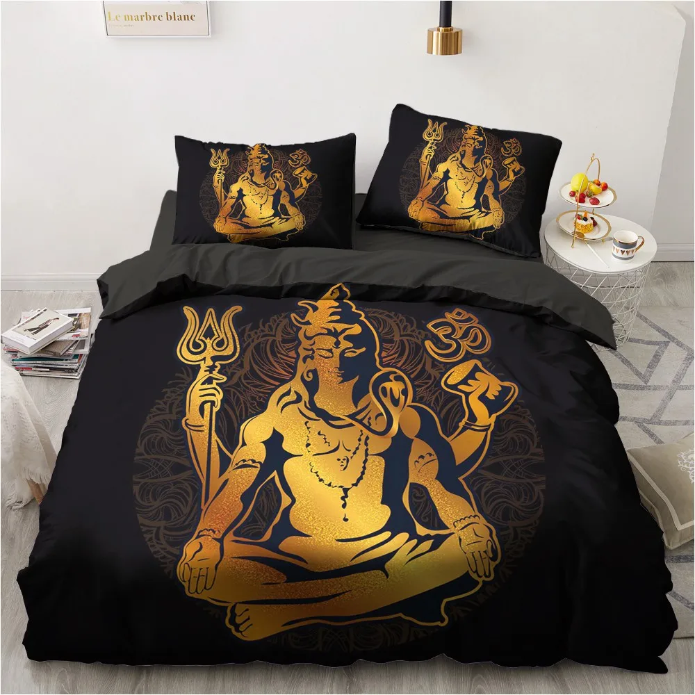 

Black Comforther Cases 3D Custom Design Modern Quilt Cover Set Pillow Sham 200*230cm Full Twin King Size Gold Goddess Bedclothes