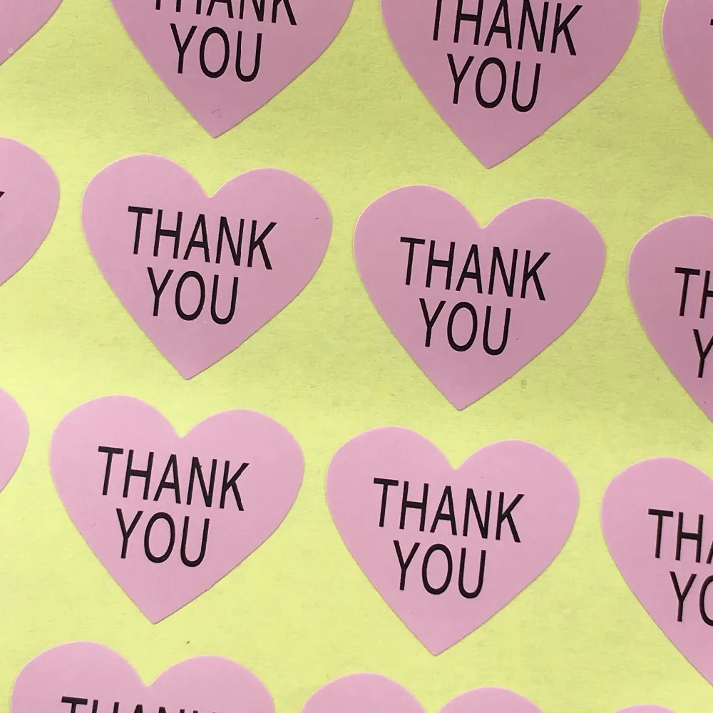 Бумажный стикер этикетки в форме сердца &quotспасибо&quot печать наклейки s для