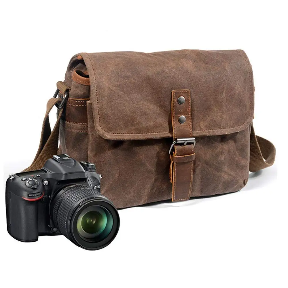 ZUOCHEN SLR/DSLR сумка, повседневная мужская сумка на плечо Водонепроницаемая масляная Вощеная Холщовая Сумка с регулируемым дышащим плечевым ремнем