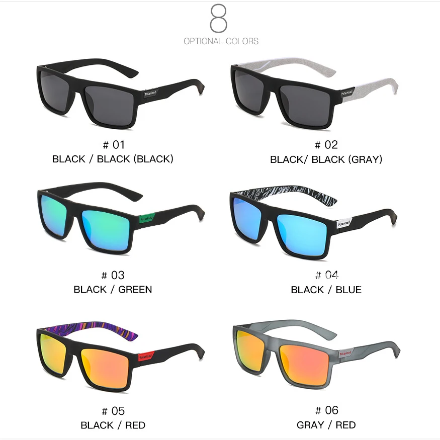 

FELRES With Box Square Polarized Sport Sunglasses For Men Outdoor Driving Cycling Fishing UV400 Protection Glasses D918