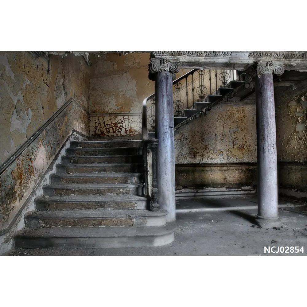 Laeacco Palace Interior Stairs Lamp Pillar Decoration Photography Backgrounds Customized Photographic Backdrops For Photo Studio - Цвет: NCJ02854