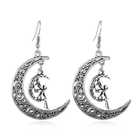 crescent earrings mysterious gothic jewelry angel moon earrings hollow carved moon earrings angel earrings fashion gift