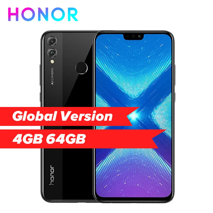 Глобальная версия смартфона Honor 8X 6 5 дюйма Android 8 1 4 Гб ОЗУ 64 ПЗУ 2 ГГц Восьмиядерный