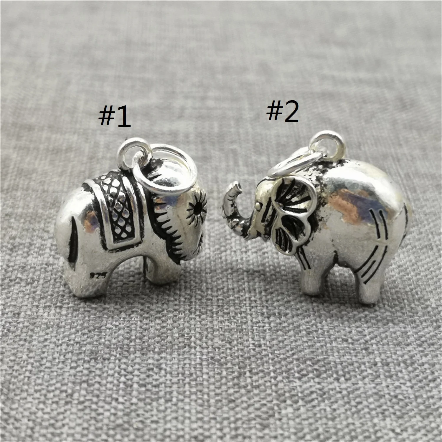 925 Sterling Silver 3D Elephant Charm Pendant for Bracelet Necklace