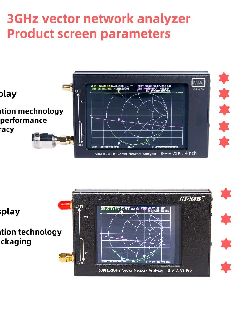 S-A-A-2 NanoVNA V2 3GHZ Vector Network Analyzer Digital Nano VNA Tester MF HF VHF UHF USB Radio Antenna Standing Wave |