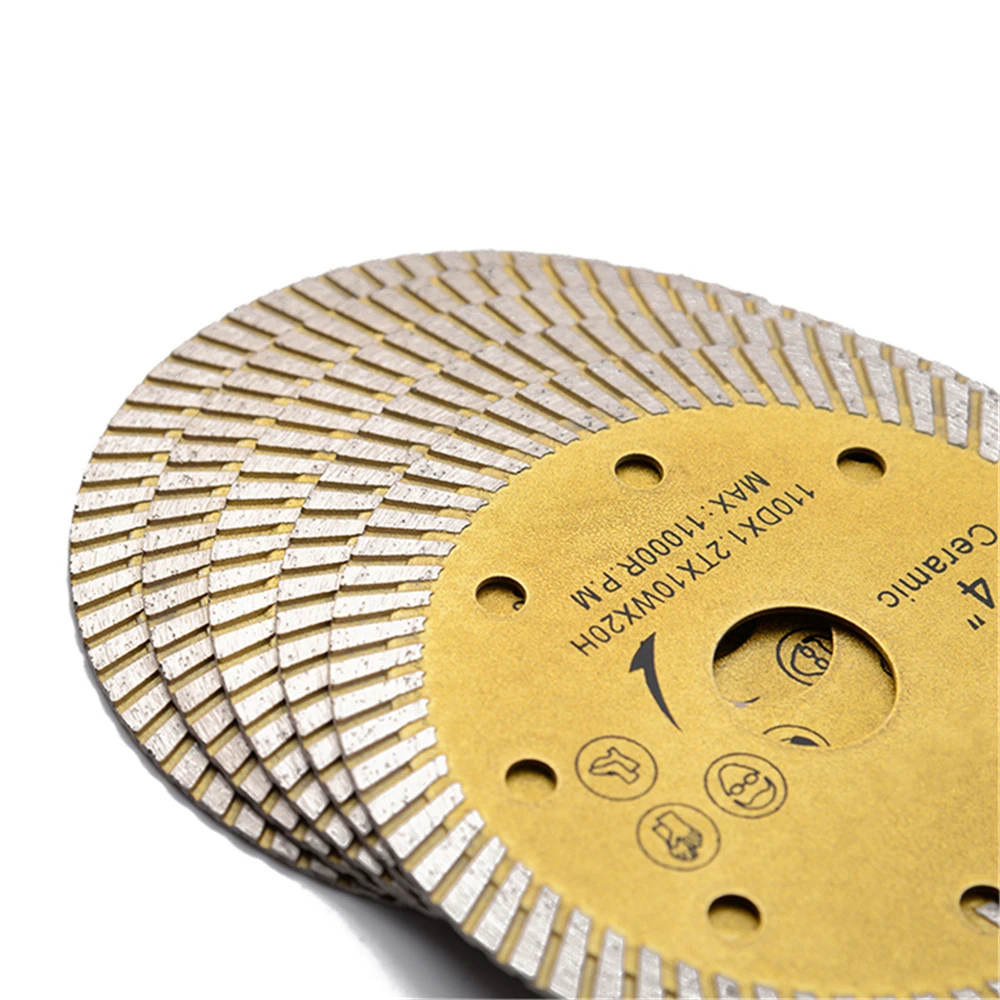 DB27 Ceramic Tiles D110mm Turbo Diamond Saw Blades 4 Inch Sintered Continuous Rim Disc Fast Cutting Without Chipping 10PCS | Инструменты