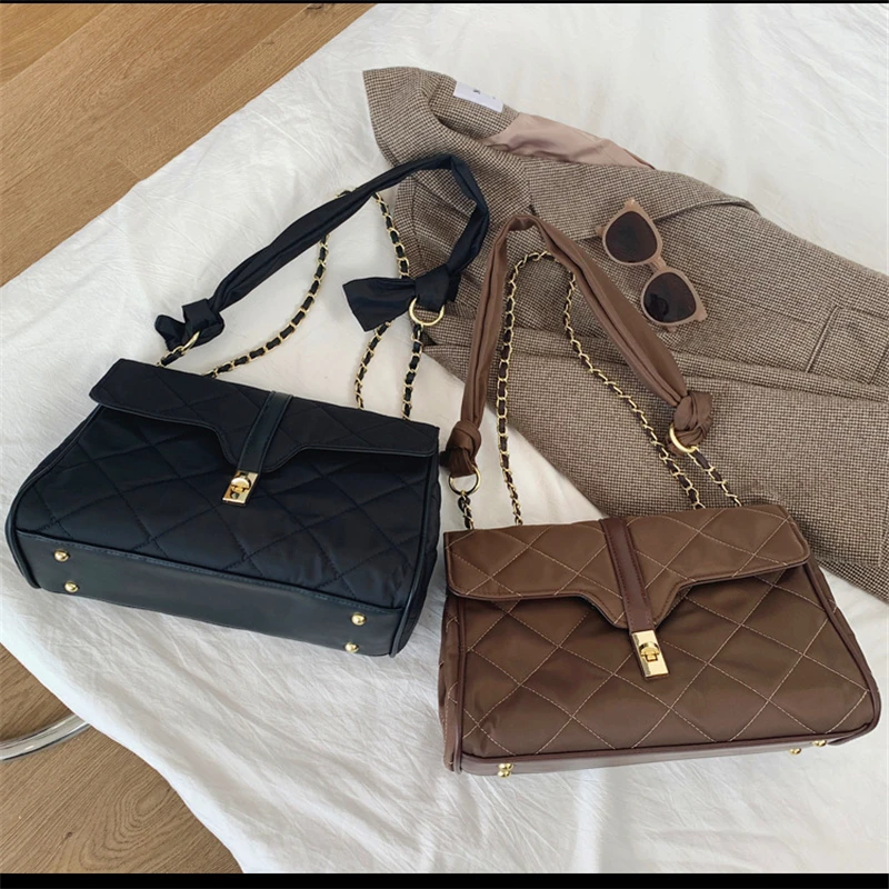 

Fashion Shoulder Nylon Bag With Chain Quilted Tote Designer Handbags For Women Sac De Luxe Femme Bolsa Feminina De Ombro
