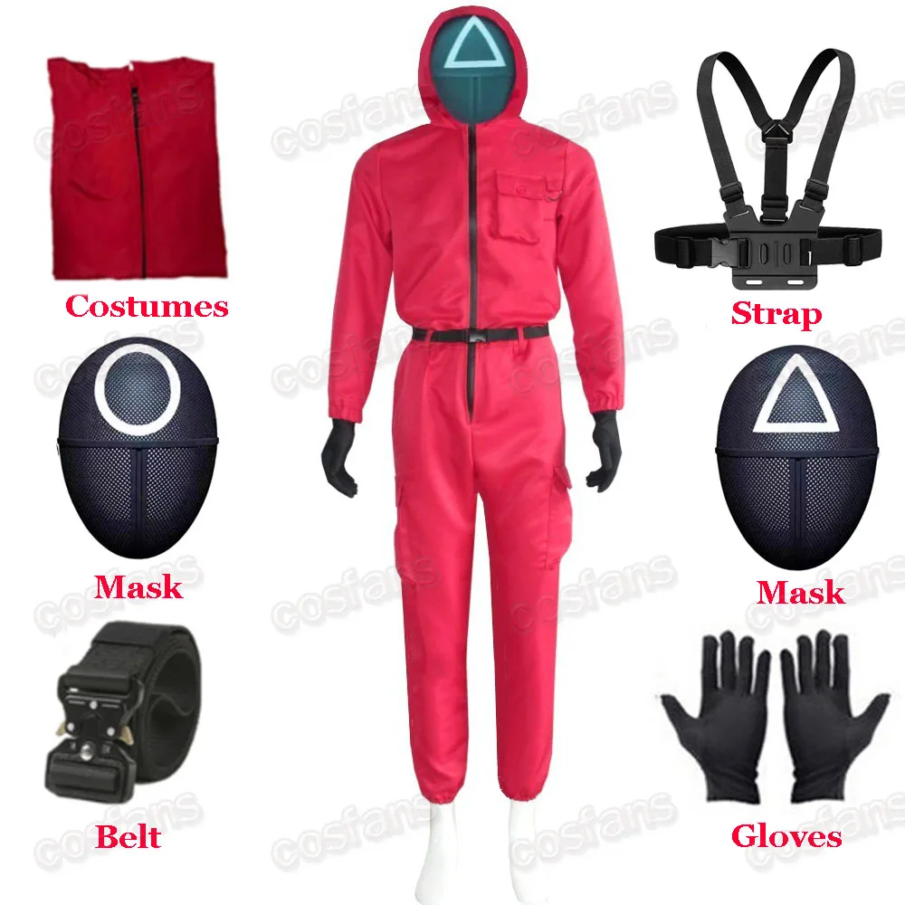 

Костюм кальмара, маска для косплея, красный комбинезон, пояс для косплея, костюм на Хэллоуин, костюм босса кальмара, костюм игрового злодея, ...