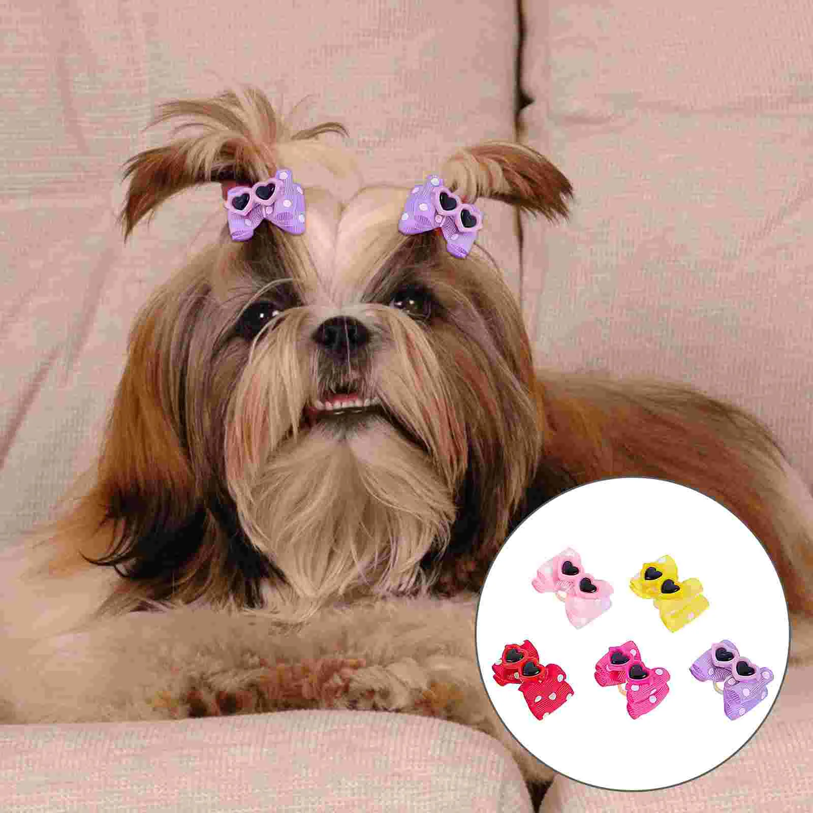 

10/20/50Pcs Lovely Bowknot Hairpins Pet Dog Puppy Hair Clips Yorkshire Terrier Rubber Band Flower Head Cat Headwear Accessories