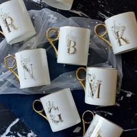 the letter gold handle couple cup quality bone china coffee mug creative letter wedding birthday gift