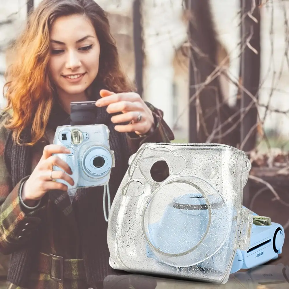 Розовый фотоаппарат Polaroid Защитный чехол с отделкой прозрачными стразами Крышка для Fuji Instax Мини-пленка для фотоаппаратов моментальной печати 7s 7C