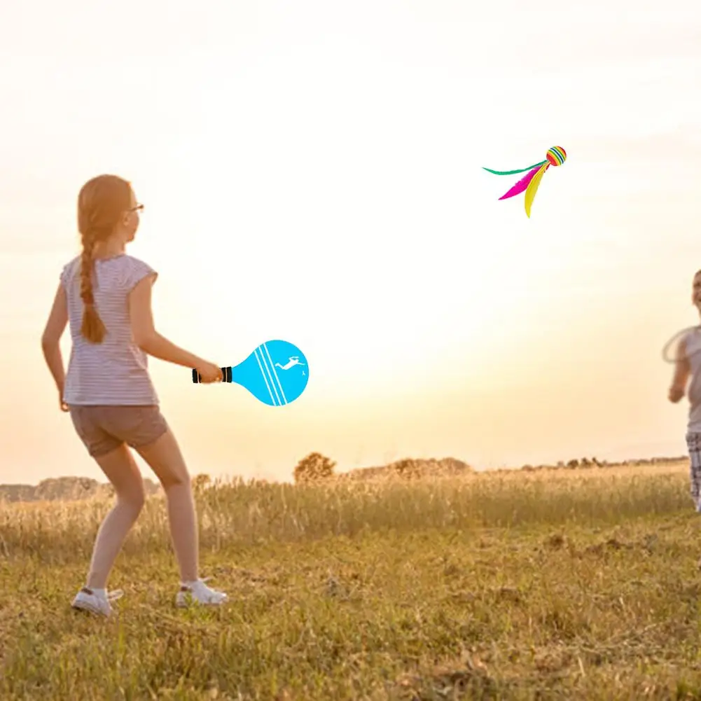 

2020 New Wooden Tennis Ball Rackets Set Anti-slip Handle Outdoor Sports Beach Ball Bat Set 34/19/4 CM