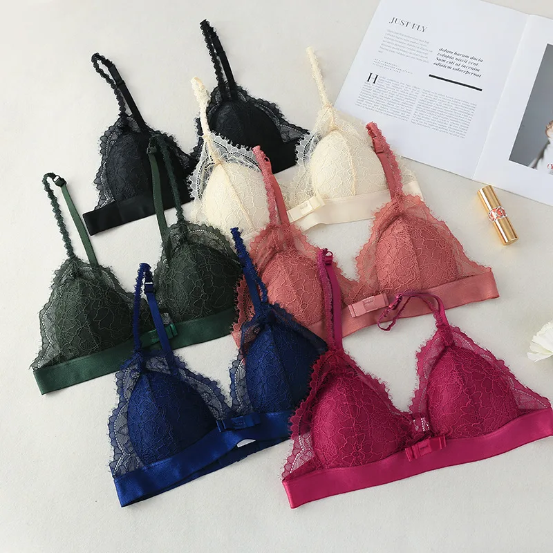 Women Lace Bras Push Up Brassiere Wirefree Ultrathin Bra Sexy Backless Bralette Comfortable Breathable Female Underwear#F