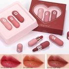 3 шт.компл. мини капсульные бархатные матовые губные палочки длительное увлажнение водостойкая немаркирующая помада антипригарная чашка косметические губы