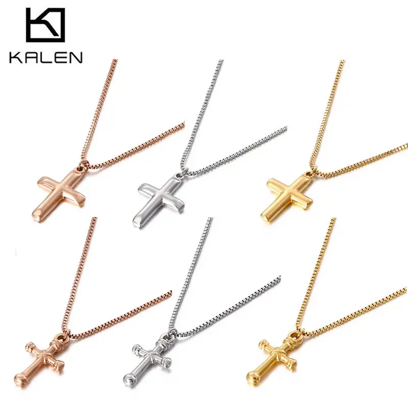 Модное ожерелье KALEN с подвеской крестом для женщин цепочка из нержавеющей стали