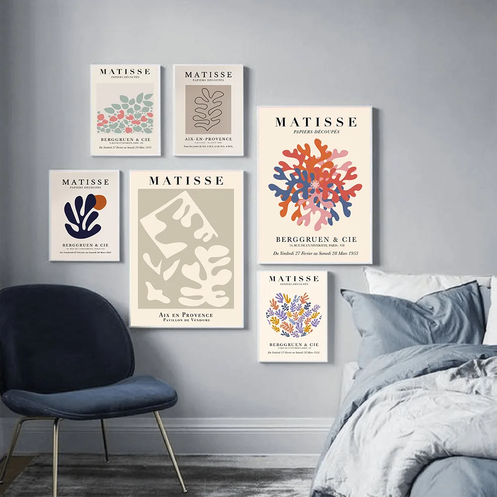 

Exhibition Matisse Leaf Abstract Curve Wall Art Canvas Painting Nordic Posters and Prints Wall Pictures for Living Room Decor