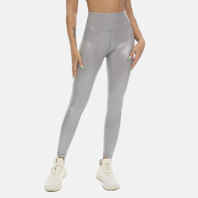ASHEYWR Women High Waist Hot Silver Leggings Fitness Slim Elastic Push Up Legging New Ankle-Length Workout Leggins Woman | Женская