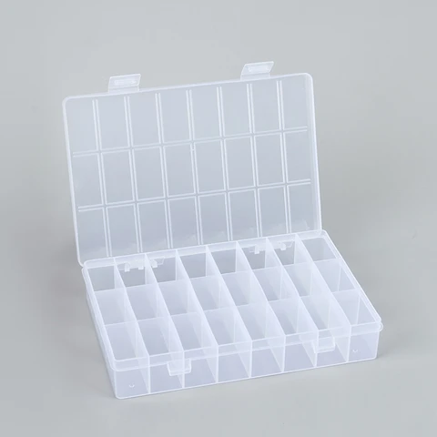 Практичная пластиковая коробка для хранения 24 ячеек, держатель для ювелирных изделий, сережек, бусин, винтов, чехол, органайзер, контейнер