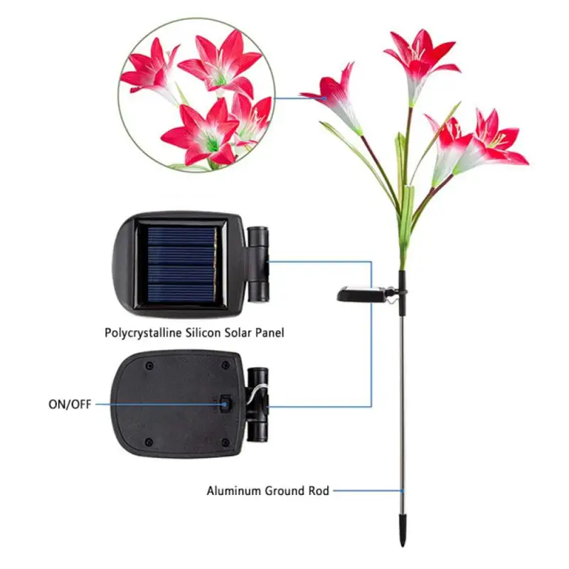 

Outdoor Solar Light Lily Flower Light Solar Lighting Waterproof Lamp For Garden Decoration Landscape Lawn Path Garden Decor