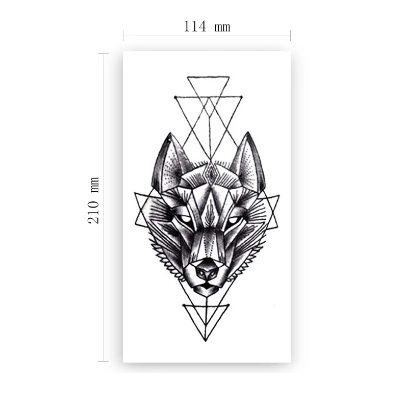 

Waterproof Temporary Tattoo Sticker Black Mechanical Wolf Geometric Design Fake Tattoos Flash Tatoos Arm Body Art for Women Men