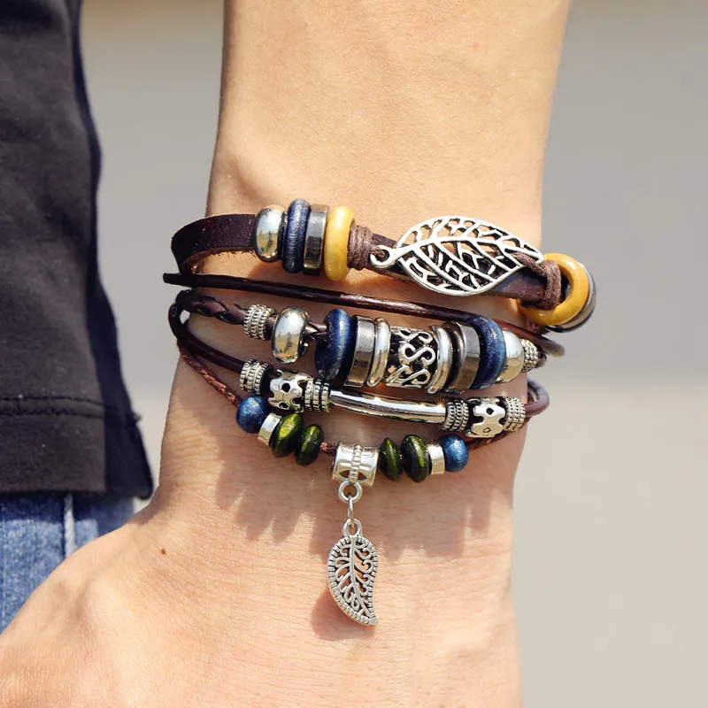 Многослойный браслет FAMSHIN для мужчин и женщин модное Ювелирное Украшение на