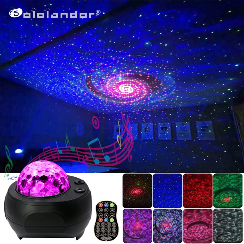 

Led Star Galaxy Starry Sky Projector Night Light Built-in Bluetooth Speaker For Bedroom Decoration Child Kids Birthday Present