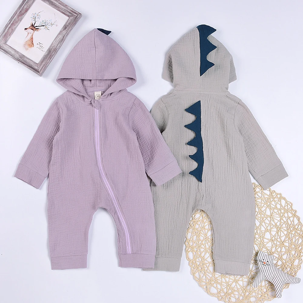 Детский костюм динозавра теплый хлопковый комбинезон с объемным динозавром