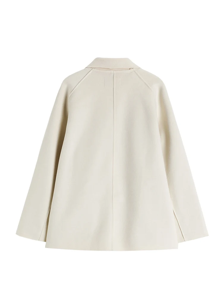 Двубортное шерстяное пальто в Корейском стиле теплая верхняя одежда однобортное