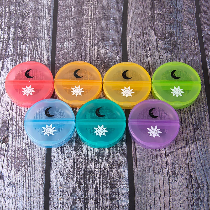 

Rainbow 7 Days Pill Box Organizer Plastic Storage Box Container Portable Medicine Weekly Medicine Storage Container Home Storage