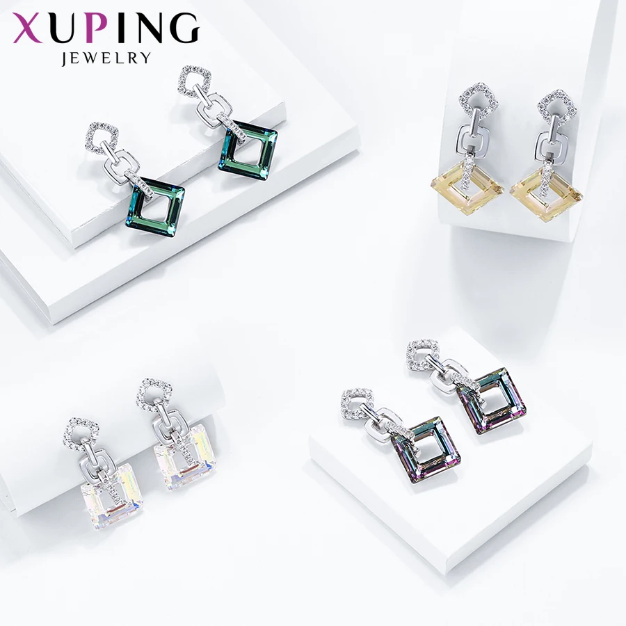 Xuping, изысканные цветные серьги, высокое качество, кристаллы от Swarovski, цветное покрытие, для женщин, подарок на день Святого Валентина, S89-202