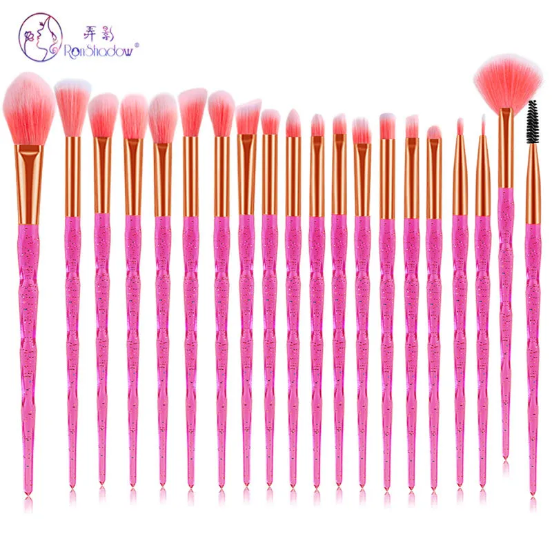 

20Pcs Diamond Makeup Brushes Set Pink Gold For Eye Shadow Powder Foundation Lip Professional Cosmetic Beauty Make Up Brush