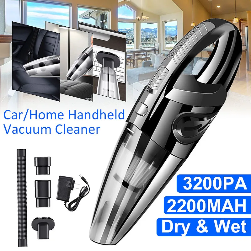 

Audew 4000PA Portable Handheld Car Vacuum Cleaner Wireless Rechargeable Wet Dry 150W 12V for Car Home Pet Hair Dust Cleaning