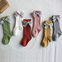 3 pairs baby girl stockings kids socks for winter toddlers infant newborn floral big bow knee high long soft cotton socks gift