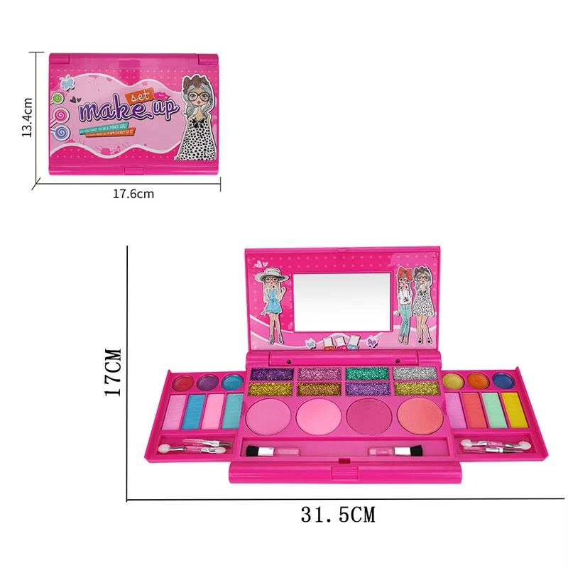 

Girls Toys Makeup Toys For Kids Pretend Play Cosmetic Box Make-Up Box Eyeshadow Moisturizing Lip Gloss Blush Safe Material